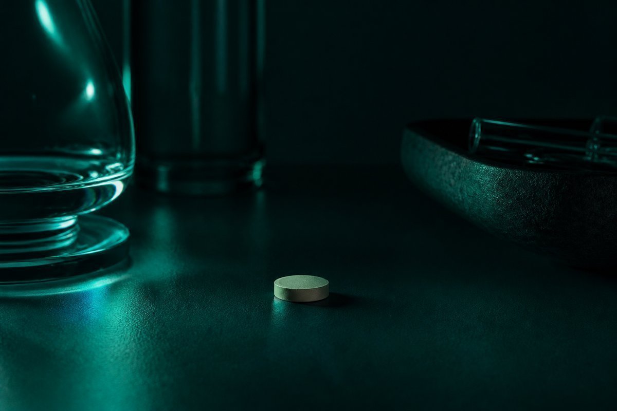 Forest-green still life: hours passing, small tablet