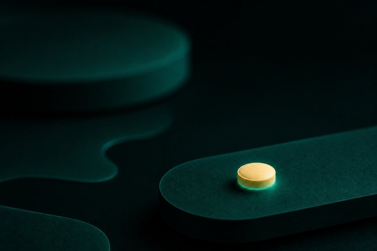 Forest-green still life: tiny tablet versus a much larger one set aside